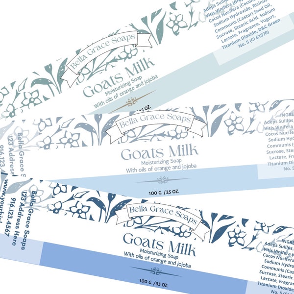 Editable soap wrapper label template for Canva. Organic printable belly band template for bar soap packaging Spring Template for soap