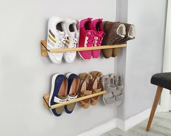 Shoe Rack Wall Mounted Entryway Organization, Vertical shoe storage shelf, Door shoe storage, Narrow and small space saver organizer