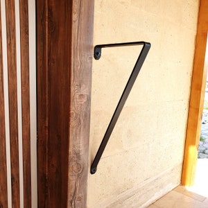 Modern Matte Black Wrought Iron Handrail: Indoor/Outdoor Stair Railing