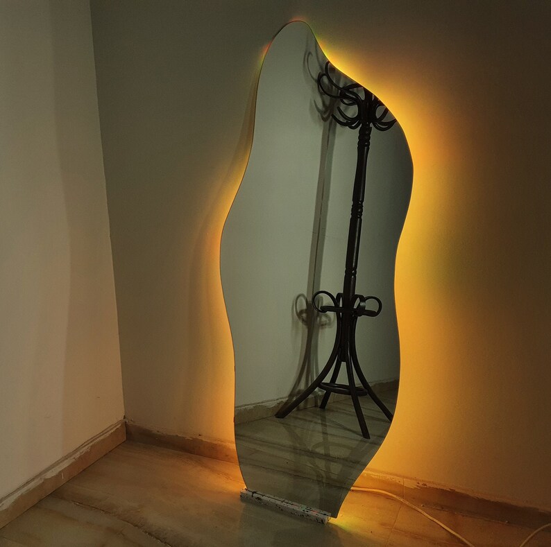 Full Length LED Wavy Mirror frameless Floor Mirror Full Etsy