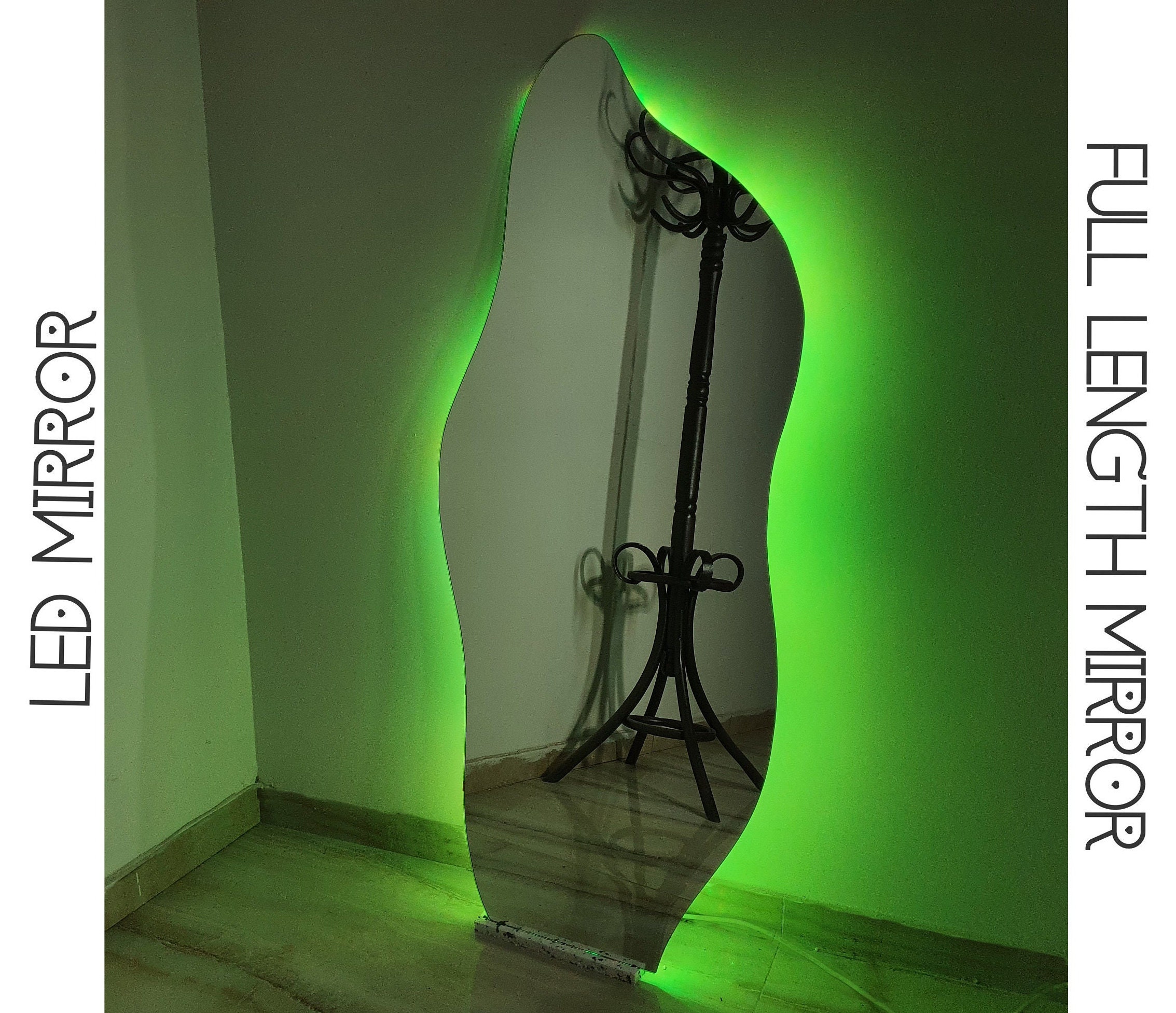 Full Length LED Wavy Mirror frameless Floor Mirror Full Etsy