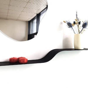 Floating Wavy Shelf Wall Mounted | Iron Hanging Floating Shelves | Wall Shelf Curved | Wavy Geometric Bookshelf | Unique Furniture
