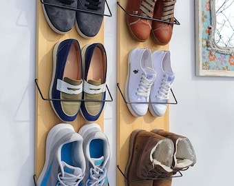 Wall Mounted Vertical Wooden Shoe Rack, Space Saver Shelf for Shoes Storage Rack, Shoe organizer, Entryway organizer, shoe stand for hallway