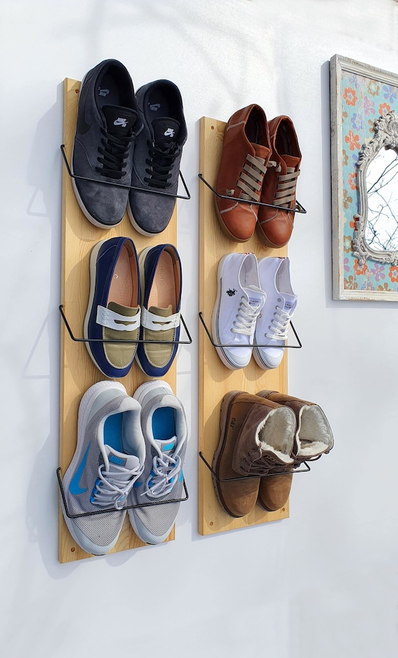 Shoe Rack Wall Mounted Entryway Organization, Vertical Shoe