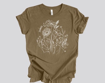 Wildflower Tee Shirt || Flower Lover Tee || Floral T-Shirt || Unisex || Eco Tee