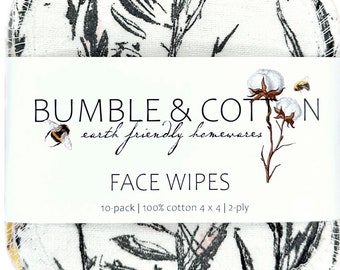 Face Wipes || 4" Reusable Make-up Remover Pads || 10-pack