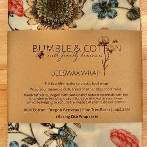 Beeswax CASSEROLE Wrap 13x20 Plastic-free BAKINGDISH Wrap Zero-waste Food Wrap image 1