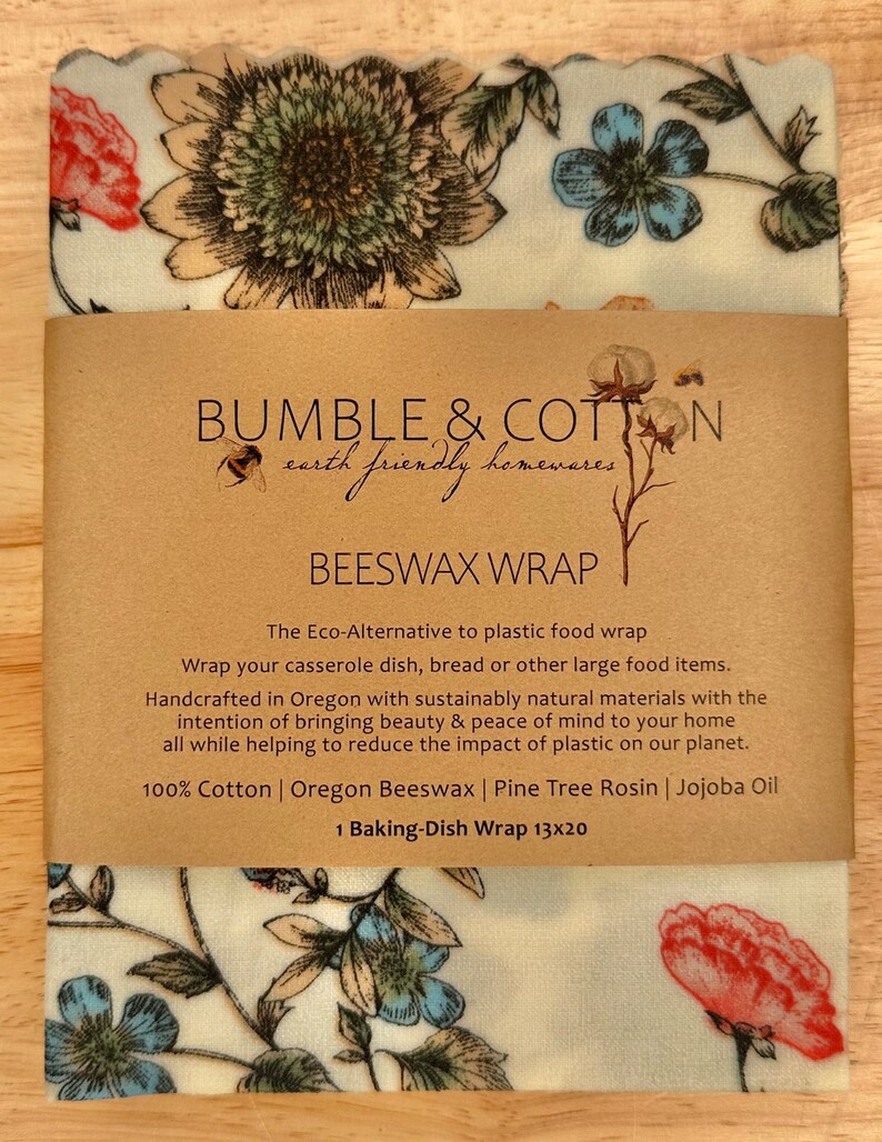 Beeswax CASSEROLE Wrap 13x20 Plastic-free BAKINGDISH Wrap Zero-waste Food Wrap image 1