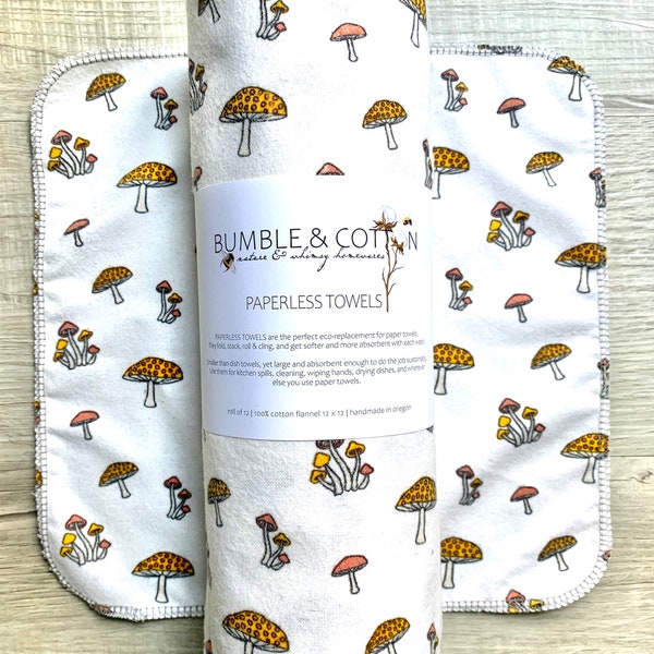 Funny Mushrooms Paperless Towels || Unpaper Towels || Eco Sustainable Zero Waste Kitchen