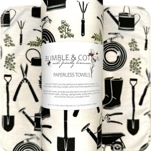 Gardening Tools Paperless Towels || Unpaper Towels || Eco Kitchen || Cloth Napkins 12x12 Sheets || Gardener Lover Gift