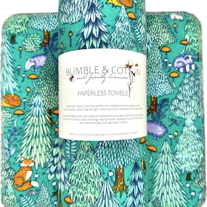 Woodland Forest Animals  Paperless Towels || Unpaper Towels || Eco Sustainable Kitchen 12x12 Sheets