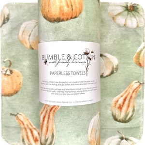 Squash on Green Paperless Towels || Unpaper Towels || Eco Sustainable Zero Waste Kitchen 12x12 Sheets