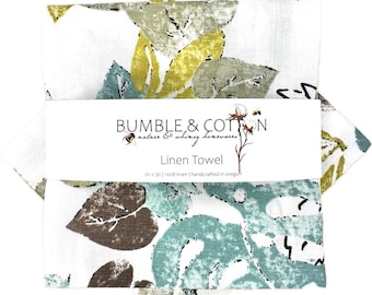 Linen Botanical Kitchen Towel || 100% Pure Linen Kitchen Towel || Tea Towels || Kitchen Gift