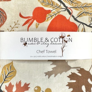 Birds Leaves & Pomegranates Chef Towel || Nature Inspired Kitchen Towel || Tea Towels || Foodie Kitchen Gift