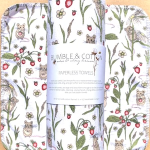 Mouse & Berries Paperless Towels || Unpaper Towels || Eco Kitchen Gift  || Mouse Lover Gift