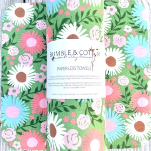 Flowers•on•Green Paperless Towels || Reusable Paper Towels || Eco-alternative zero waste kitchen goods 12x12 Sheets || Classic Collection