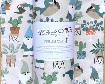 Gnomes & Plants Paperless Towels || Unpaper Towels || Eco Sustainable Zero Waste Kitchen 12x12 Sheets