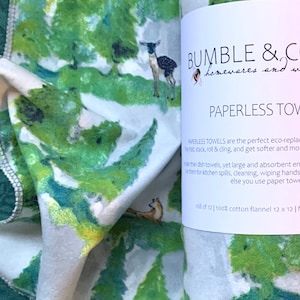 Forest Paperless Towels || Unpaper Towels || Eco Kitchen Botanical Gift || 12x12 Sheets