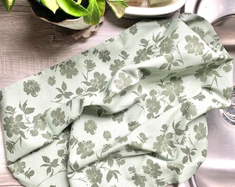 Green Floral Chef Towel || Nature Inspired Kitchen Towel || Tea Towels || Garden Lover Kitchen Gift