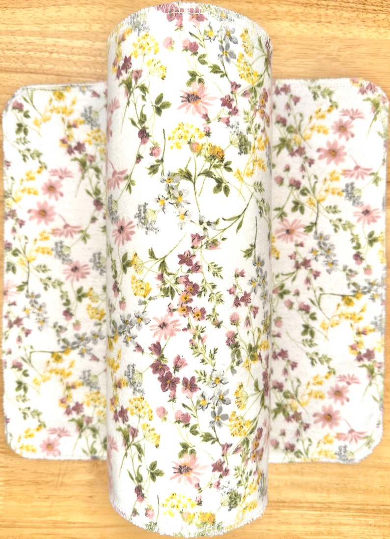 Spring Wildllowers Paperless Towels Unpaper Towels Eco Zero-Waste Kitchen Cloth Napkins 12x12 Sheets image 5