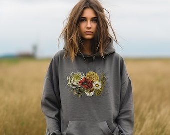 Floral Botanical Hoodie Sweatshirt || Flower Hoodie || Eco Nature Prints