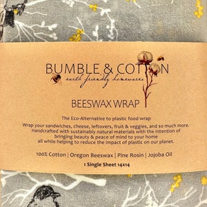 BEESWAX WRAP || Single Sheet 14x14 || Eco-Alternative Food Wrap