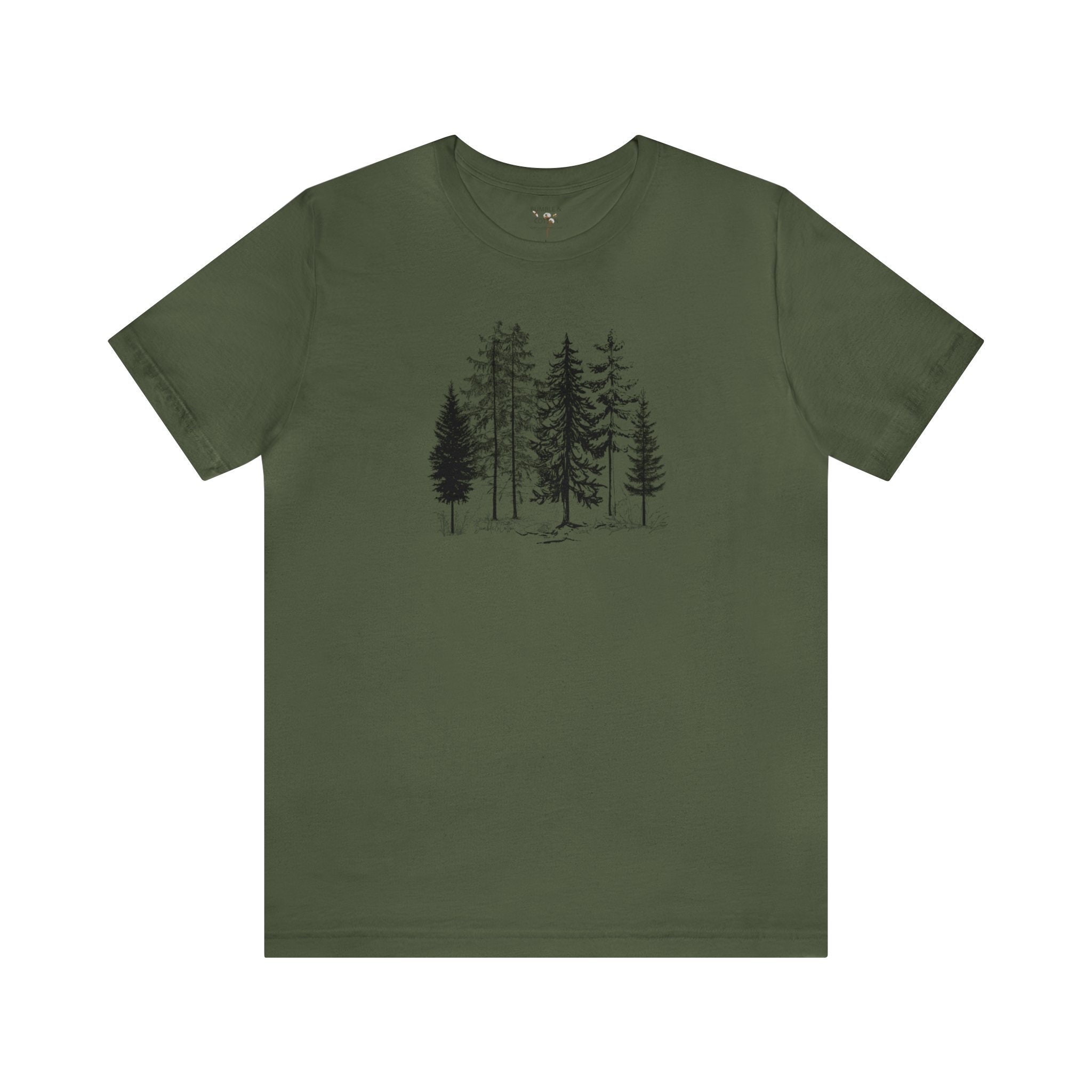 ★2025SS新作★GOTTER GALLERY★FOREST GRAPHIC T-SHIRTS Nature Bear Forest T Shirt Trees Reflection Graphic Tee (US