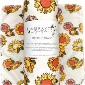 Sunflower Paperless Towels || Unpaper Towels || Eco Kitchen Gift Botanical || 12x12 Sheets