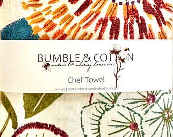 Sunset Floral Chef Towel || Nature Inspired Kitchen Towel