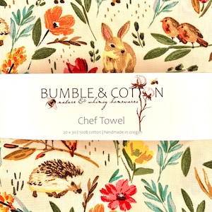 Woodland Animals Chef Towel || Nature Inspired Kitchen Towel || Tea Towels || Wildlife Kitchen Gift