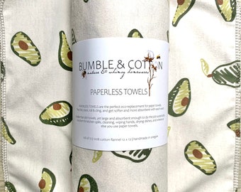 Avocado Paperless Towels || Unpaper Towels || Eco Sustainable Zero Waste Kitchen 12x12 Sheets