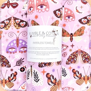 Butterfly BoHo Paperless Towels || Unpaper Towels || Eco Sustainable Kitchen 12x12 Sheets