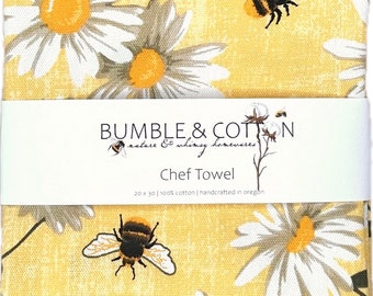 Bumbles and Flowers Chef Towel || Nature Inspired Kitchen Towel