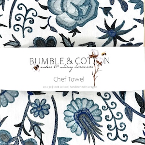 Blue Floral Chef Towel Nature Inspired Kitchen Towel image 1