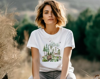 Home-T-shirt met wilde dieren || T-shirt met wilde dieren || T-shirt voor natuurbehoud || Nature ECO-T-shirt Genderneutraal Cadeau