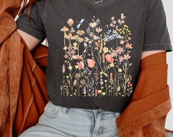 Wildblumen Menagerie Unisex T-Shirt || Boho Vintage Wildblumen T-Shirt