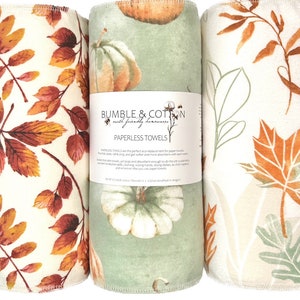 Fall Trio Paperless Towels || Unpaper Towels || Zero Waste Kitchen 12x12 Sheets