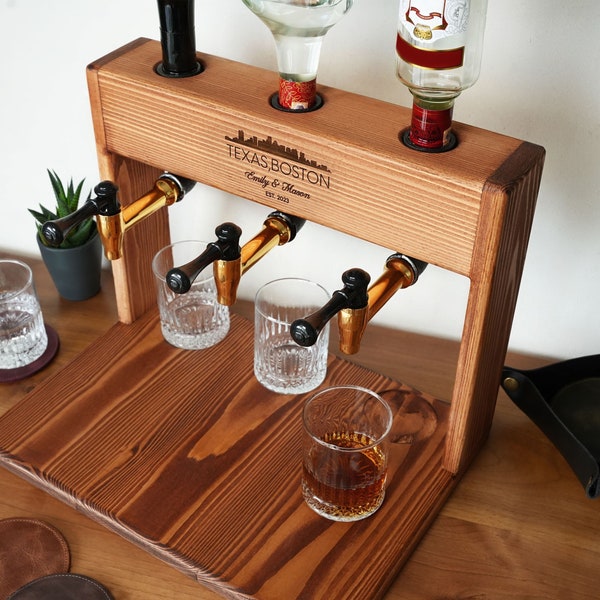 Aangepaste nieuwe thuisstaat kaart houten whiskydispenser, gepersonaliseerde kaart drankdispenser, housewarming cadeau, eerste huiscadeau, kerstcadeau