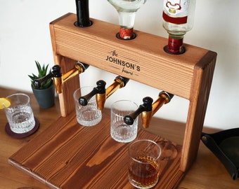 Cadeau de mariage Carafe à whisky en bois personnalisée, distributeur d'alcool, cadeau de fiançailles, cadeau de jeunes mariés, idée cadeau premier Noël pour couple