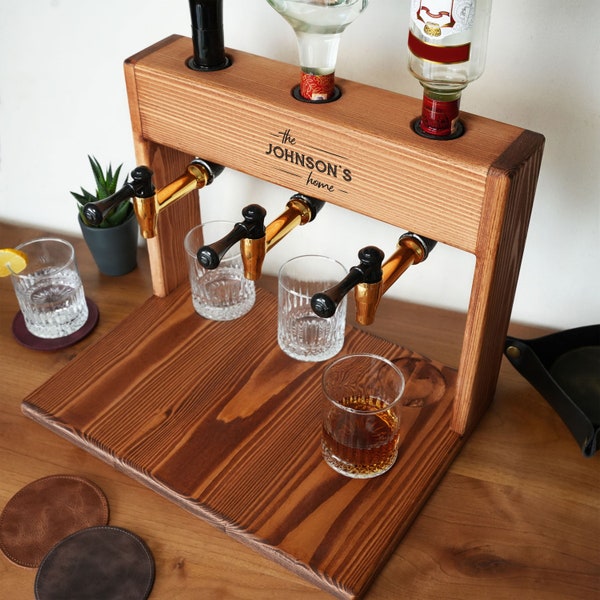 Regalo de boda Decantador de whisky de madera personalizado, Dispensador de licor, Regalo de compromiso, Regalo de recién casados, Primera idea de regalo de Navidad para parejas