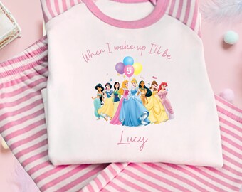 Disney princess When I wake up I will be birthday pyjamas | When I wake up pjs | Personalised Birthday pjs | princess birthday pjs |