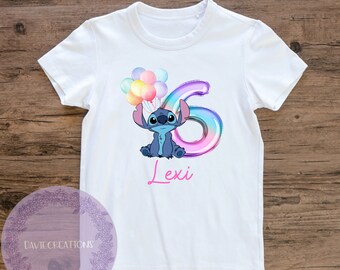 Personalised Stitch Theme T-Shirt | 1st 2nd 3rd 4th Birthday T-Shirt | stitch birthday t-shirt | custom stitch personalised t-shirt