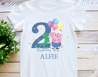 Personalised Peppa Pig Theme T-Shirt | 1st 2nd 3rd 4th Birthday T-Shirt | Peppa pig George pig birthday t-shirt