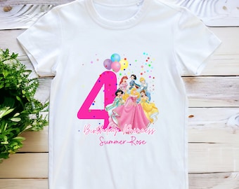 Personalised princess T-Shirt | 1st 2nd 3rd 4th Birthday T-Shirt | princess birthday t-shirt | custom princess personalised t-shirt