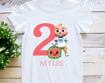 Personalised JJ birthday T-Shirt | 1st 2nd 3rd 4th Birthday T-Shirt | Cocomelon birthday t-shirt | custom Cocomelon personalised t-shirt