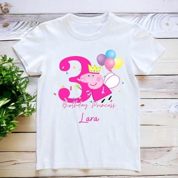 Personalised Peppa Pig Theme T-Shirt | 1st 2nd 3rd 4th Birthday T-Shirt | Peppa pig birthday t-shirt | custom Peppa pig personalised t-shirt
