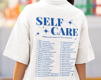 Camiseta de mentalidad de crecimiento, autocuidado, amor propio, camiseta de salud mental, concientización sobre la salud mental, formas de decir "te amo", camiseta estética, camiseta preppy