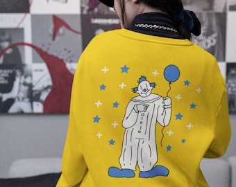 Sweter Clowncore Sweter Kidcore Clowncore Odzież Kidcore Odzież Clowncore Ubrania Kidcore Podstawowe kolory Estetyczny nadruk z tyłu