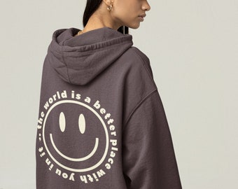 The World is a Better Place with You in it Semicolon Hoodie, Back Print Mental Health Quote Hoodie, Trendy Hoodie VSCO Hoodie
