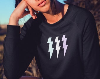 Suéter pastel gótico Suéter con rayo Sudadera Y2K Sudadera de moda Camisa con rayo Suéter de los 90